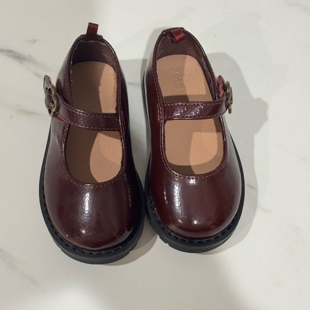 Burgundy Mary Jane Shoes for Kids Size 6c